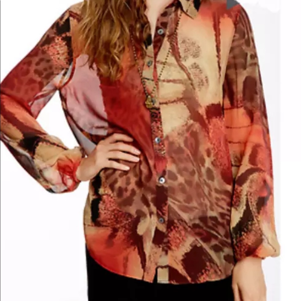 NWT Da-Nang Silk printed blouse